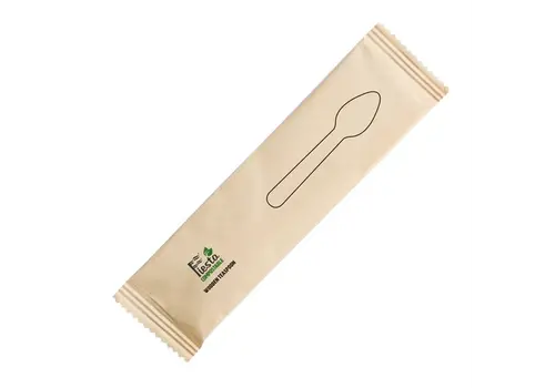  HorecaTraders Cuillères à café en bois compostables emballées individuellement | (500 pièces) 