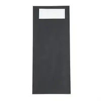 Europochette Schwarze Bestecktasche mit weißer Serviette | (500 Stück)
