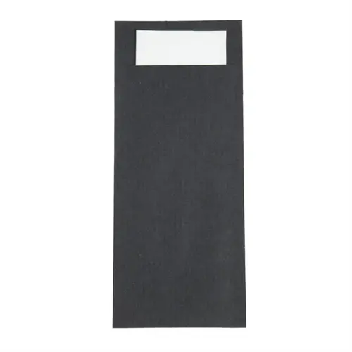  HorecaTraders Sac à couverts noir Europochette avec serviette blanche | (500 pièces) 