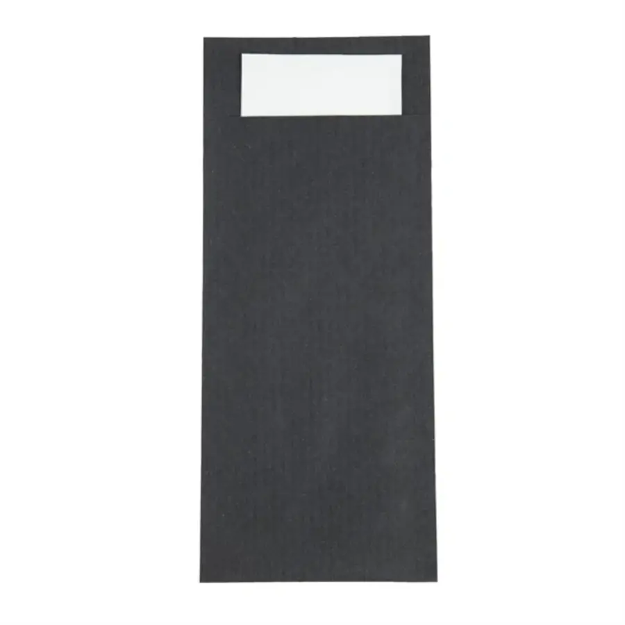 Sac à couverts noir Europochette avec serviette blanche | (500 pièces)
