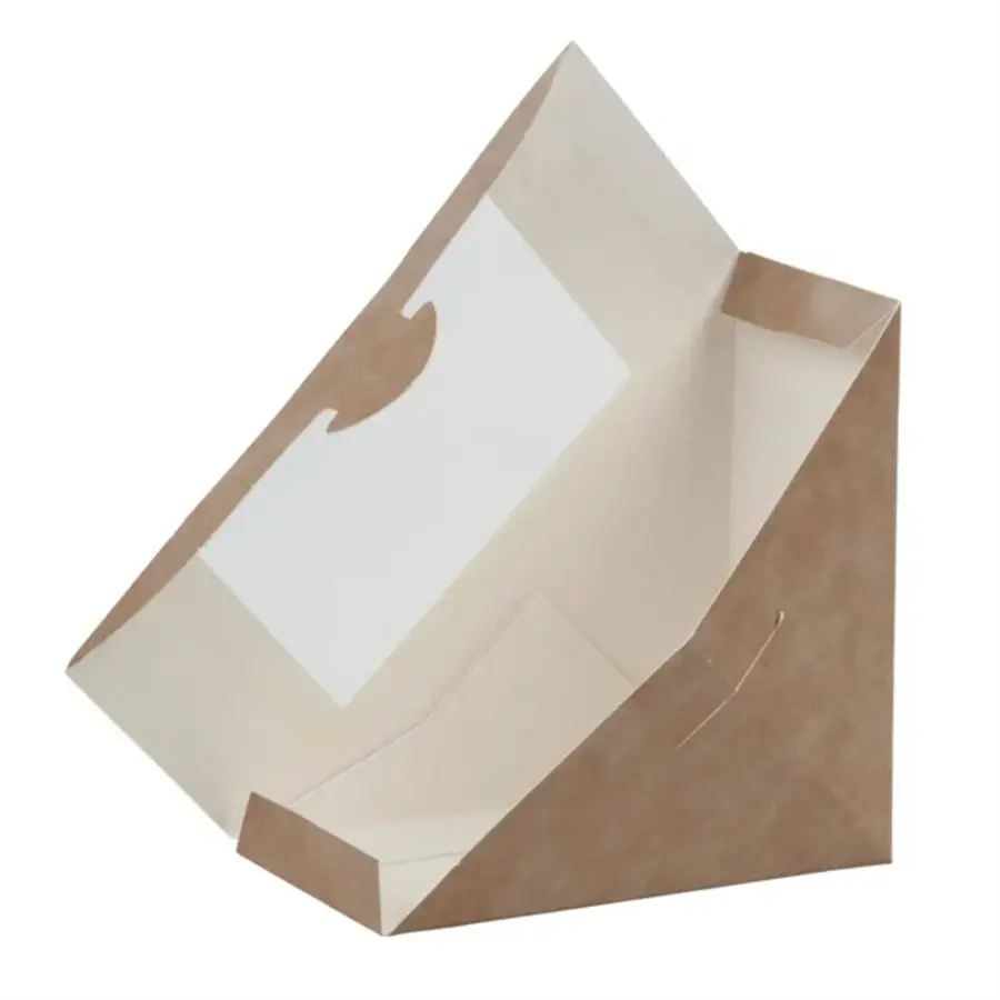 Colpac recycelbare dreieckige Sandwichboxen aus Kraftpapier mit PLA-Fenster | (500 Stück)