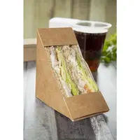 Colpac recycelbare dreieckige Sandwichboxen aus Kraftpapier mit PLA-Fenster | (500 Stück)