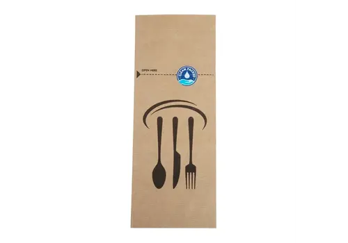  HorecaTraders Kraft recyclable sealable paper cutlery bags | (2000 pieces) 