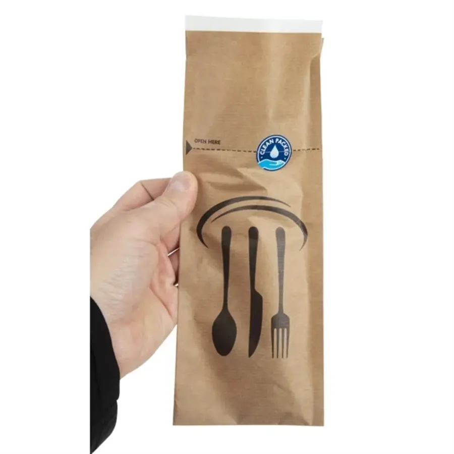 Sacs à couverts en papier kraft recyclables et scellables | (2000 pièces)