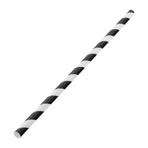  HorecaTraders biodegradable paper straws black striped | (250 pieces) 