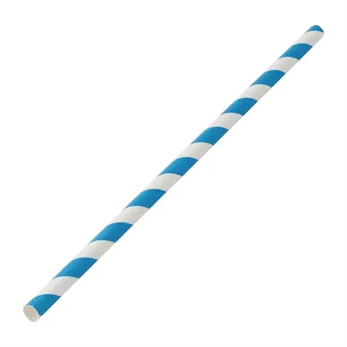 HorecaTraders Utopia Biologisch abbaubare Papierstrohhalme Blau Gestreift (250 Stück) 