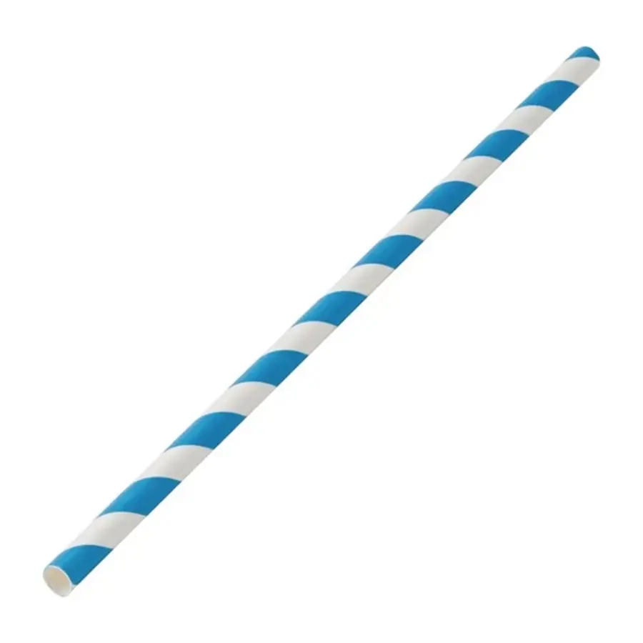 Pailles en papier biodégradables Utopia à rayures bleues (250 pièces)