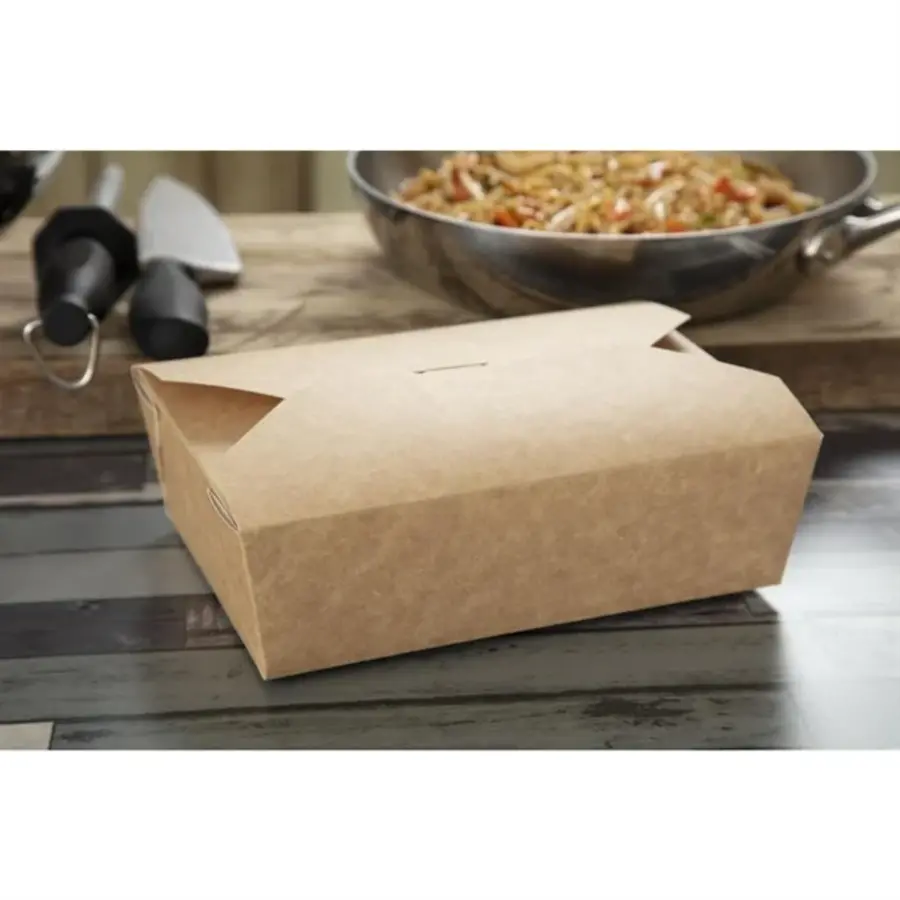 Recycelbare, mikrowellengeeignete Lebensmittelboxen aus Kraftpapier von Colpac | 1950 ml | (200 Stück)