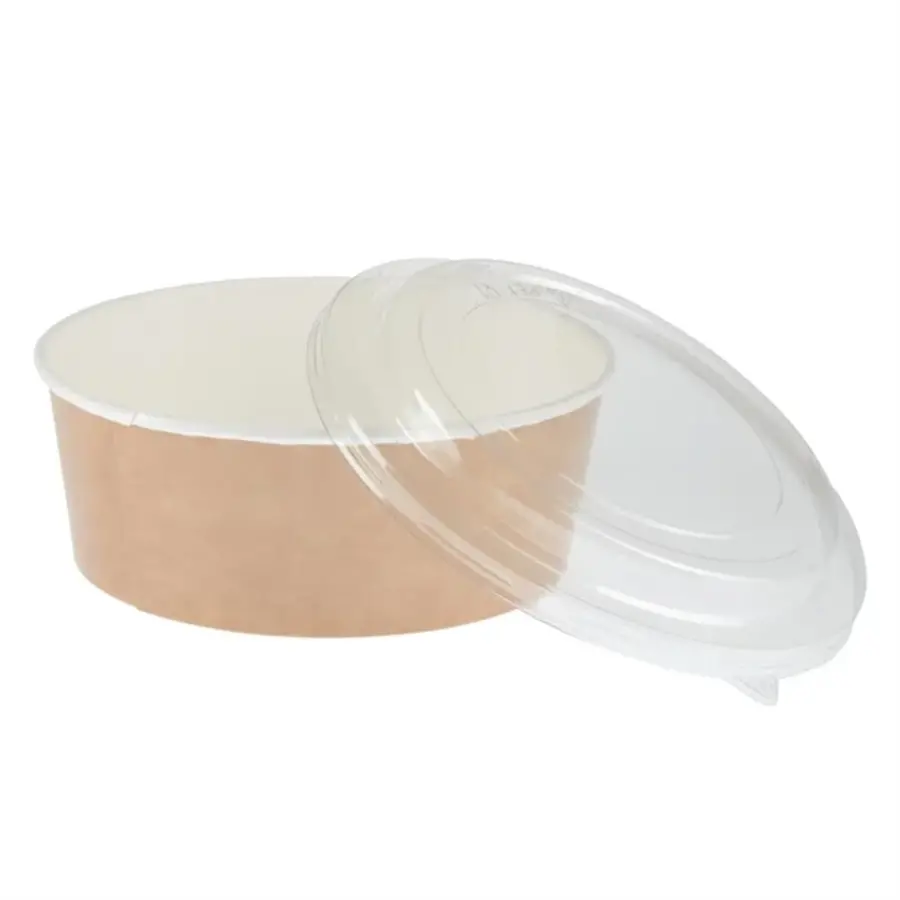 Colpac recycelbare Salatschüsseln aus Kraftpapier mit Deckel, groß | 1300 ml | (150 Stück)