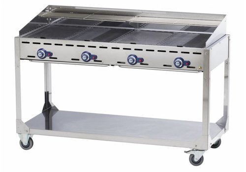  Hendi Barbecue à gaz professionnel avec 4 brûleurs | 1400x612x(h)825 mm 