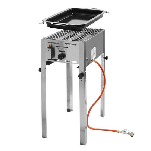  Hendi Edelstahl-Gasgrill | Inkl. Pfanne + Grill 