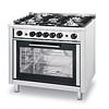 Gas stove with oven suitable for the catering industry | 5 burners