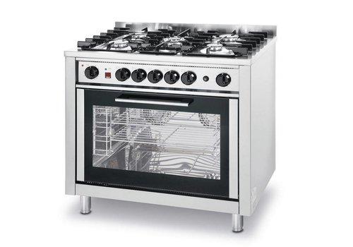  Hendi Cuisinière à gaz avec four adaptée à la restauration | 5 brûleurs 