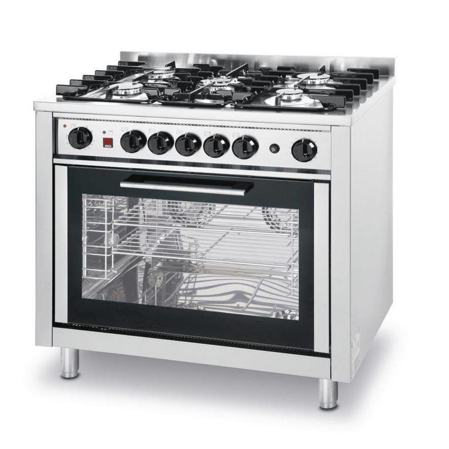 Gastronomiegeeigneter Gasherd mit Backofen | 5 Brenner
