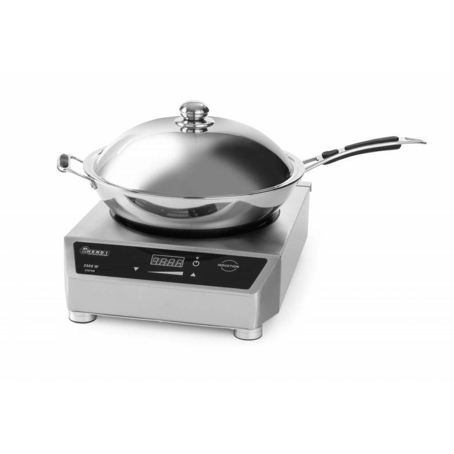 Edelstahl-Induktionswok Digital mit Wokplatte | 3500 Watt