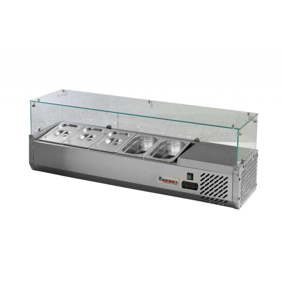 Vitrine réfrigérée en acier inoxydable | 5x GN 1/4 150 mm