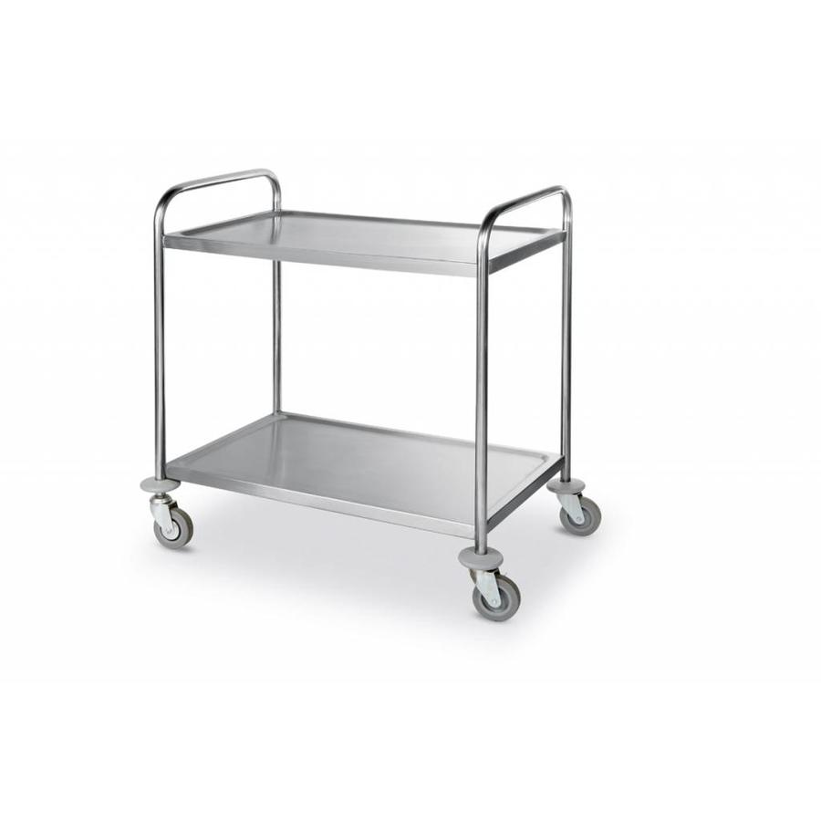 Stainless steel serving trolley 2 trays | 90x59x93 cm