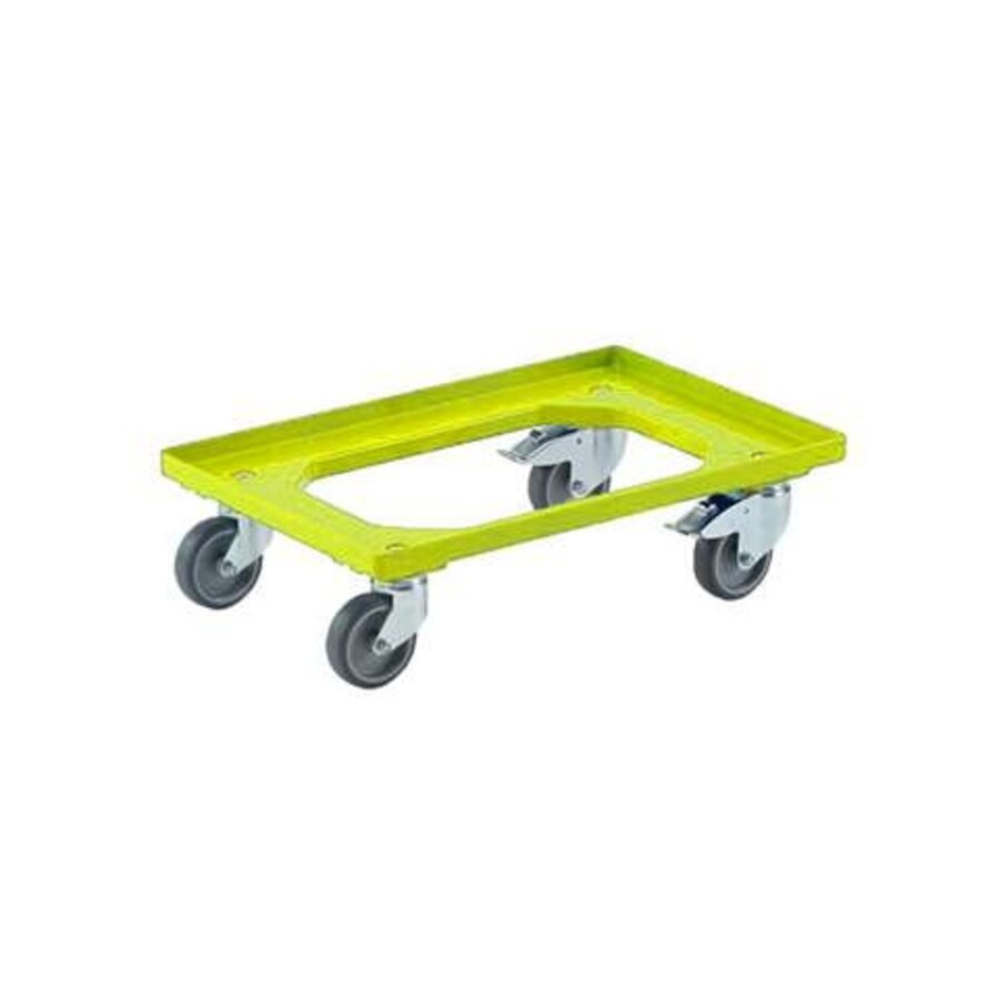 Chariots 600x400mm 2 avec roues fixes 2 roues pivotantes avec frein
