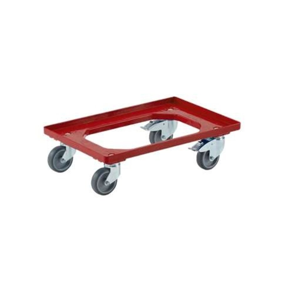 Chariots 600x400mm 2 avec roues fixes 2 roues pivotantes avec frein
