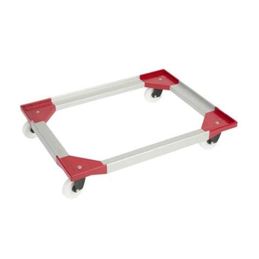 Châssis de transport en aluminium 800x600x155mm 4 roues pivotantes + fourches ABS