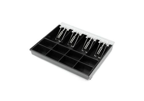  HorecaTraders Tiroir-caisse HP-123 8 compartiments à pièces + 4 compartiments à billets Bac à pièces Amovible 359x326x64mm 
