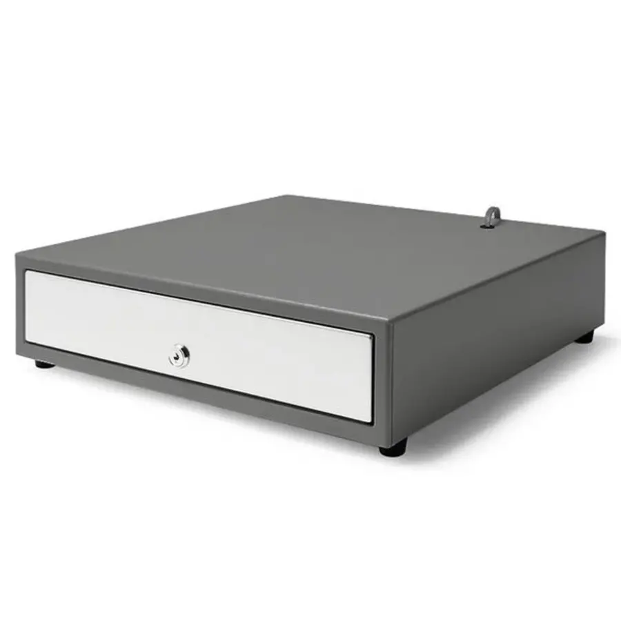 Kassenlade 423 Grau/Edelstahl 8 Münzfächer + 4 Scheinfächer Elektrisch (12V/24V) 405x423x113mm