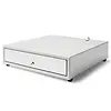HorecaTraders Kassenlade 423 Weiß/Edelstahl 8 Münzfächer + 4 Scheinfächer Elektrisch (12V/24V) 405x423x113mm