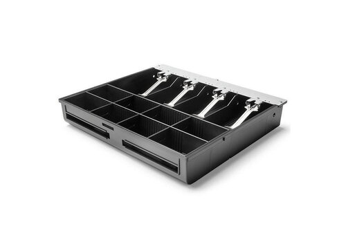  HorecaTraders Tiroir-caisse à tiroirs 410 Standard(+) 8 compartiments à pièces + 4 compartiments à billets Bac à pièces Amovible 350x320x60mm 