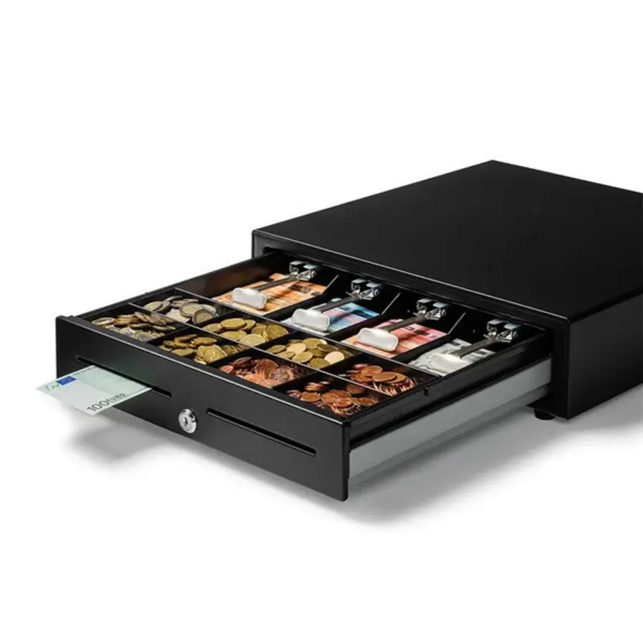 Kassenlade 410 USB Schwarz 8 Münzfächer + 4 Scheinfächer Elektrisch (USB) 410x415x110mm