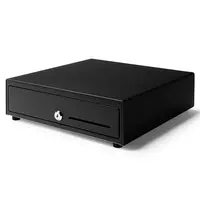 Tiroir-caisse standard noir 335 pieds, 8 emplacements pour pièces et 5 emplacements pour billets, manuel, dimensions : 335 x 335 x 90 mm