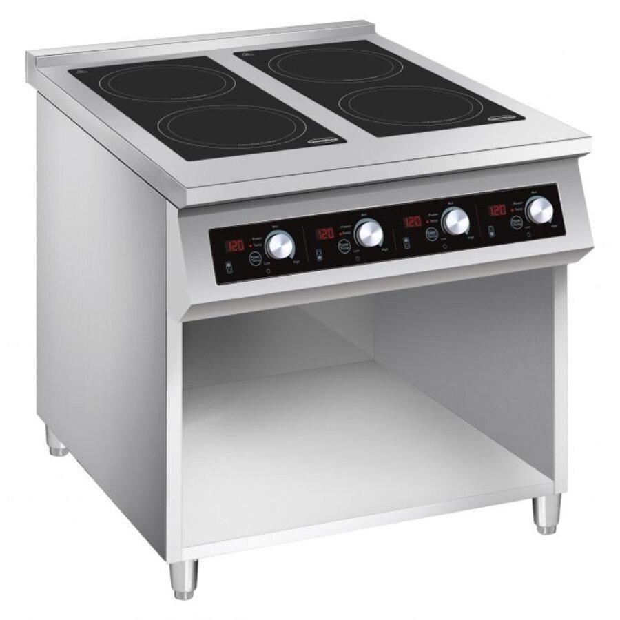 Plaque de cuisson à induction professionnelle 4 feux 4 x 3,5 kW 400 volts 400 volts 800 x 700 x 900 mm