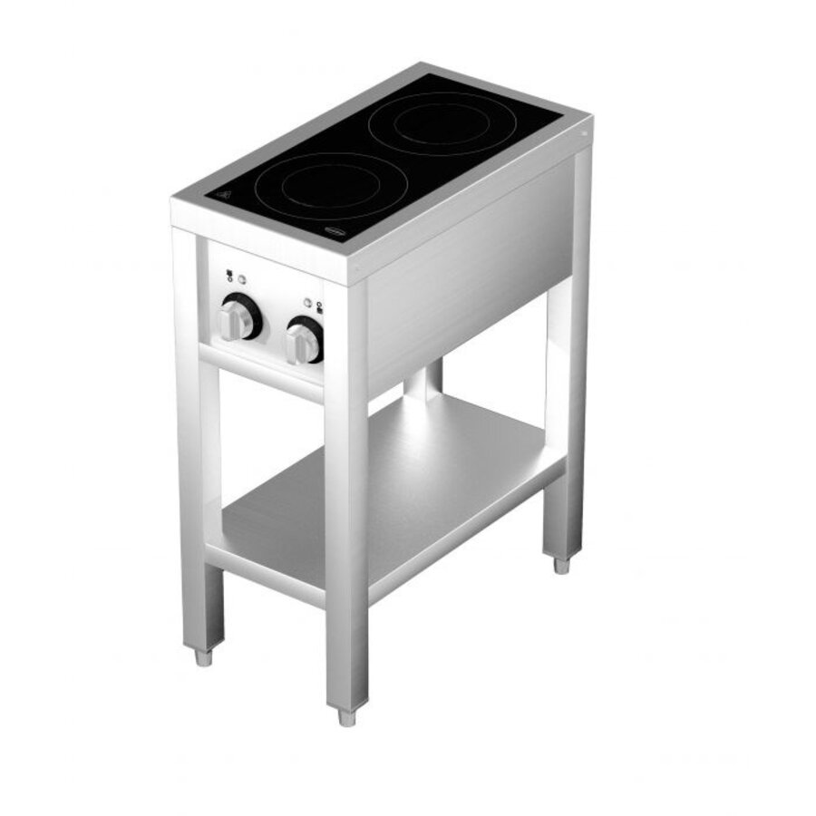 Profi Induktionskochfeld 2 Brenner 2 x 3,5 kW 400 Volt 355 x 655 x 875mm