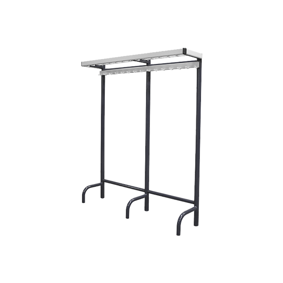 Freistehende Gastronomiegarderobe Aluminium/Stahl Anthrazit 30 Haken 170 x 41 x 100 cm