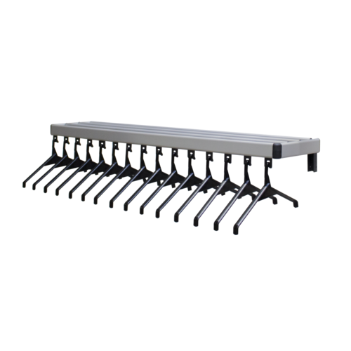  HorecaTraders Wandgarderobe Horeca inklusive Kleiderbügel Aluminium 15 Haken 6 x 34 x 150cm 