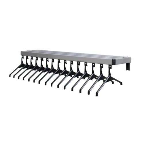  HorecaTraders Wand Evenement Garderoberrek inclusief hangers Aluminium 18 haken 6 x 34 x 180cm 