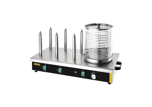  Buffalo Chauffe-hot-dog Buffalo avec 6 broches chauffantes. 750W/230V. 6 chauffe-petits pains. 