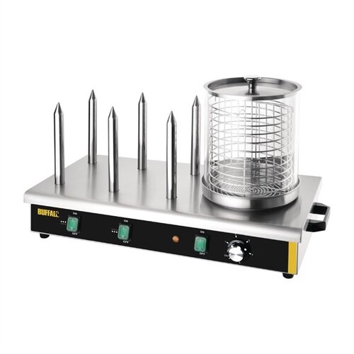  Buffalo Buffalo hotdog warmer with 6 heating pins. 750W/230V. 6 bun warmers. 