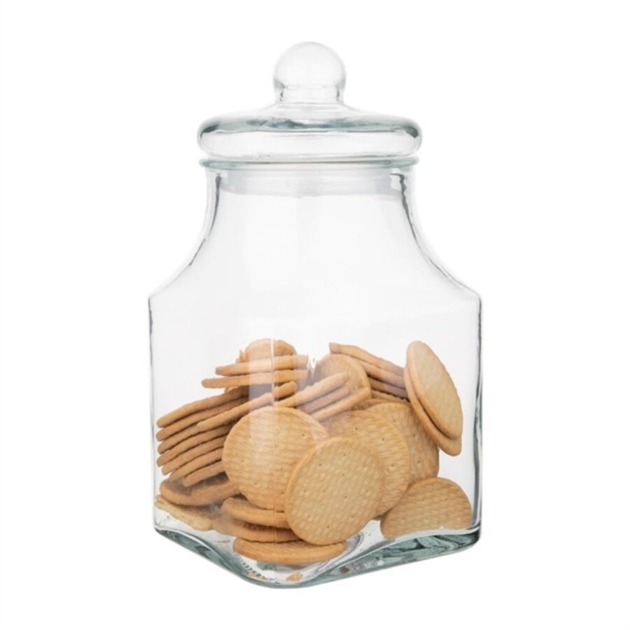 Bocal de conservation carré en verre 3,4 L