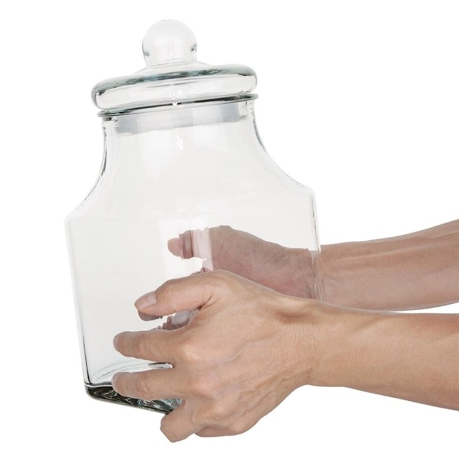 Bocal de conservation carré en verre 3,4 L