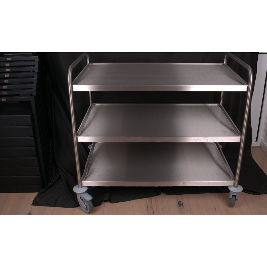 Chariot de service en acier inoxydable 3 plateaux 1095 x 695 x 964 mm OUTLET