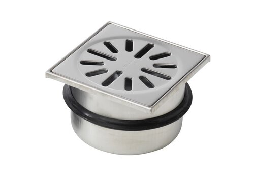  HorecaTraders Siphon de sol en acier inoxydable 100 x 100 mm 0,50 l/s 