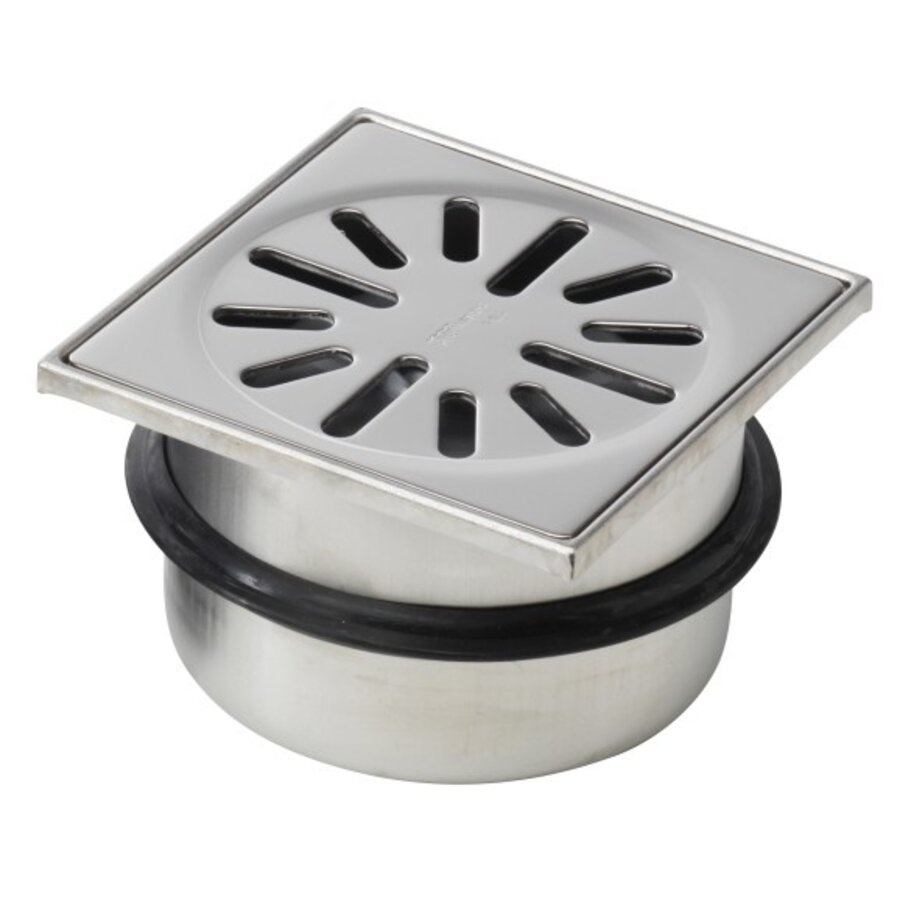 Siphon de sol en acier inoxydable 100 x 100 mm 0,50 l/s