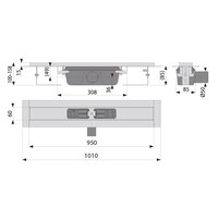 Douchegoot RVS 950 x 60 mm 1,00 l/s - 1,15 l/s