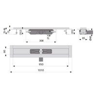 Douchegoot RVS 950 x 60 mm 0,53 l/s