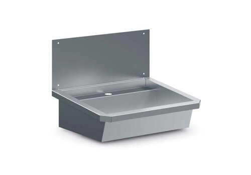  HorecaTraders stainless steel washbasin 1 tap 600mm including drain plug and splash guard 
