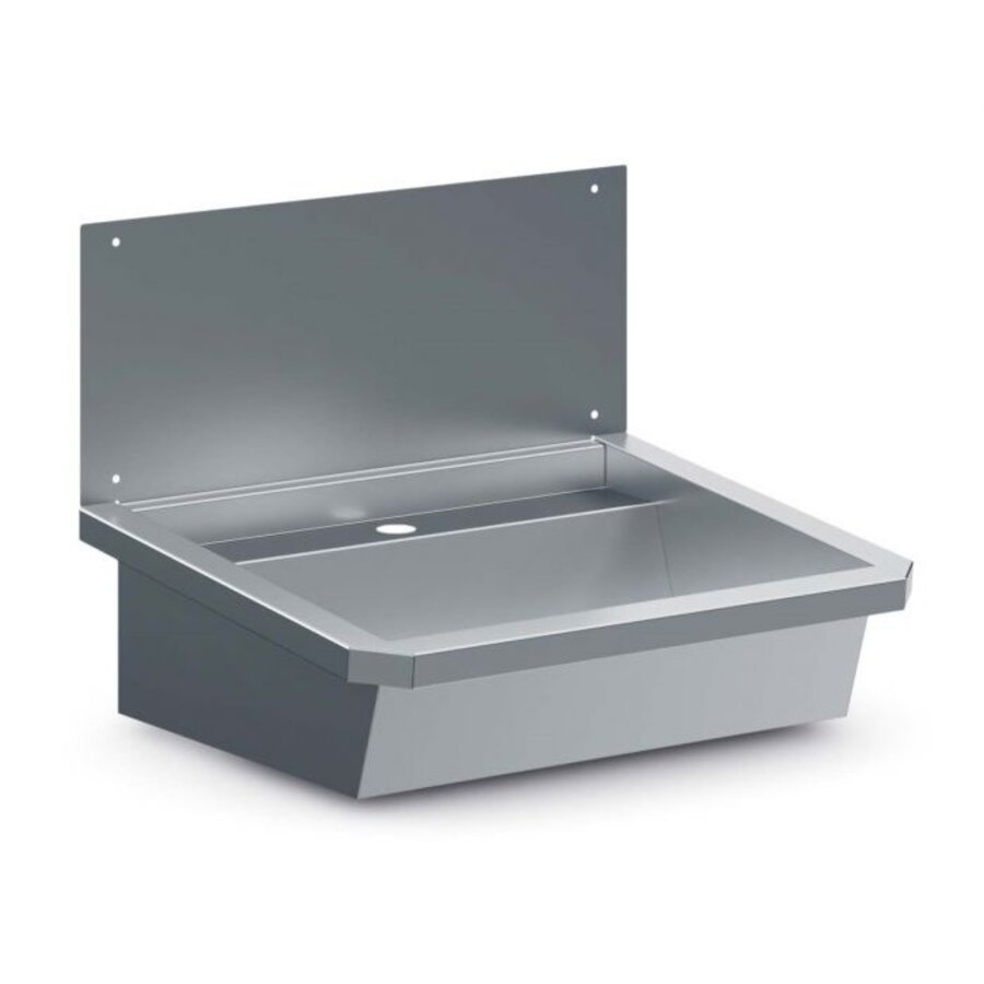 Lavabo en acier inoxydable 1 robinet 600 mm avec bonde et pare-éclaboussures