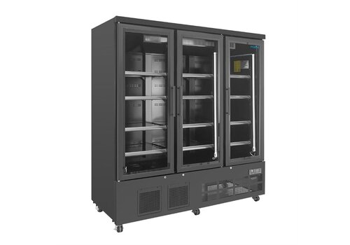  Polar Réfrigérateur 3 portes vitrées noir 1156 L 196,3 x 183 x 76,4 cm 