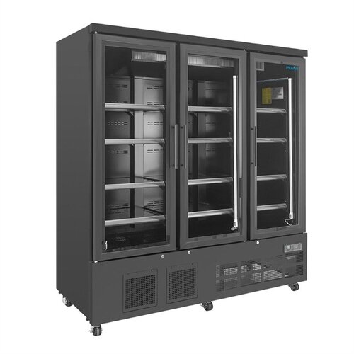  Polar 3 Door Glass Freezer Black 1156L 196.3 x 183 x 76.4cm 