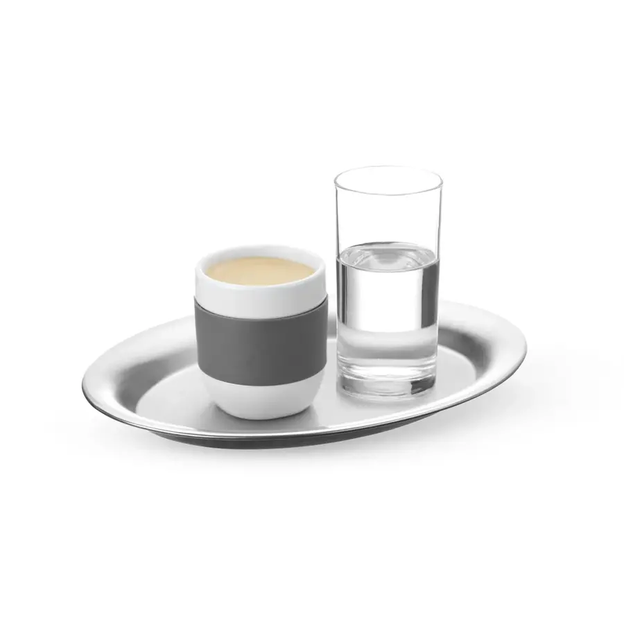 Plateau de service ovale en acier inoxydable 285x220mm