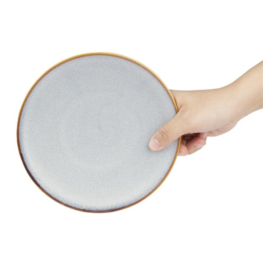 Assiettes plates grises unies 180 mm, lot de 6, 2,1 h x 18 Ø cm